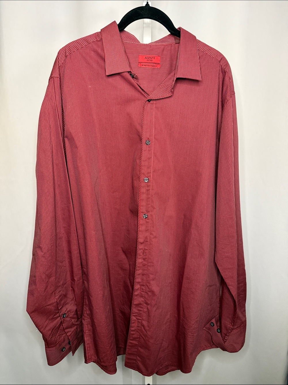 Alfani Men's Red Thin-Stripe Dress Shirt